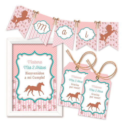 Mini Kit Imprimible Caballo Celeste Shabby Chic Flores