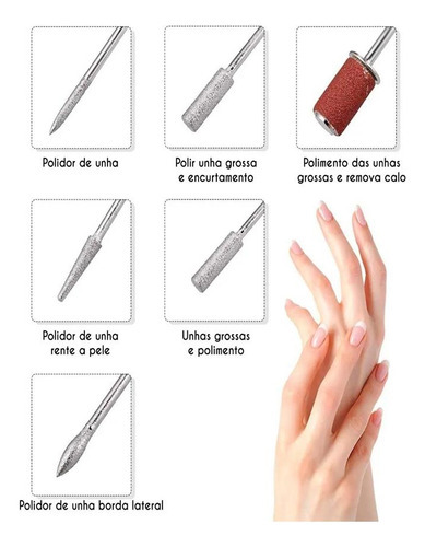 Lixa Elétrica Unha Manicure Acessórios Portatil Profissional