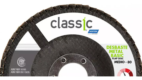 Disco Lixa Flap Grão 80 Kit 10 Peças Classic Basic Norton Cor Preto