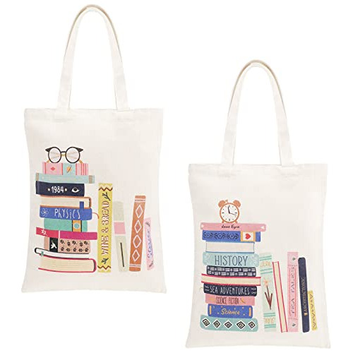 Bolsas De Lona Para Libros De Estética, Reutilizables, 2 Uni