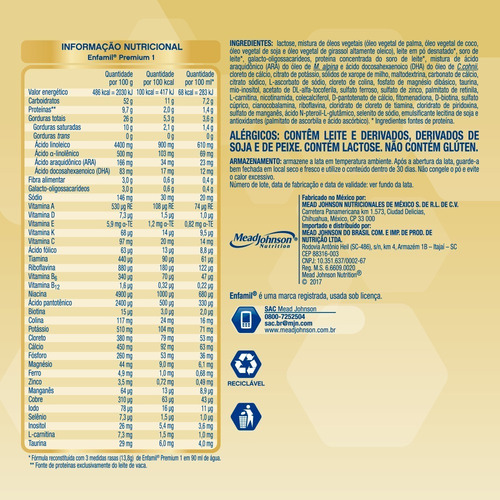 Fórmula Infantil Enfamil Premium 1 - Lata 800g