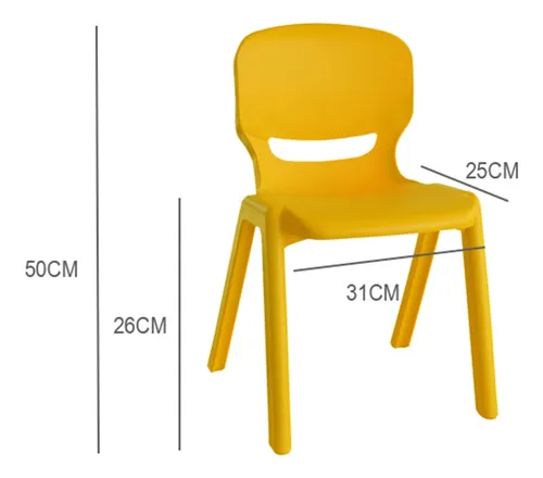 Silla Plastica Infantil 30x32x51cm Amarillo Bighouse Mimbral