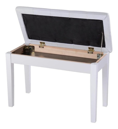 Banco Para Piano Dual Aw Acolchado De Pu Doble Asiento Color Blanco