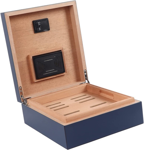 Estuche Humidor De Habanos Caoba Laqueado 30 Cigarros Reloj