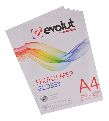  Papel Fotográfico 230g A4 Glossy 300 Folhas Brilho 