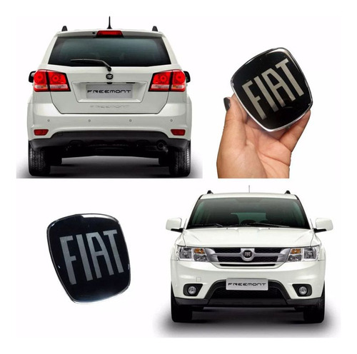 Adesivo Emblema Fiat Black Dianteiro E Traseiro Freemont