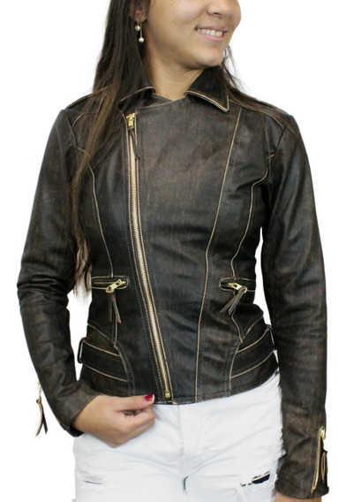 jaqueta imitação de couro feminina