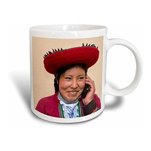 Mug_86946_1 Mujer India Vestida Con Teléfono Celular, ...