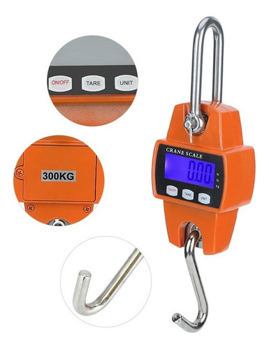 Balanza Industrial 300kg Colgantes Dijitales Pantalla Lcd Naranja