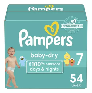 Pampers Baby Dry - Pañales Etapa 7, 54 Piezas. Para Bebés De