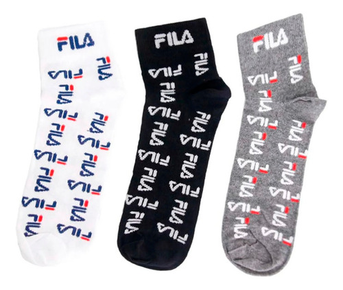 Soquete Fila Lifestyle Mujer X3 M Logom Bco-neg-gris Ras