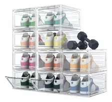Zapatos Apilables Estantes Resee Plasticos Transparentes 10 Piezas Blanco De Abs