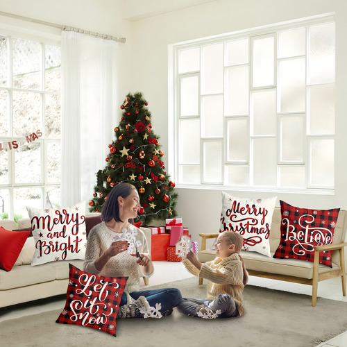 Fundas De Almohada Navideñas 18x18 Pulgadas, Juego De 4