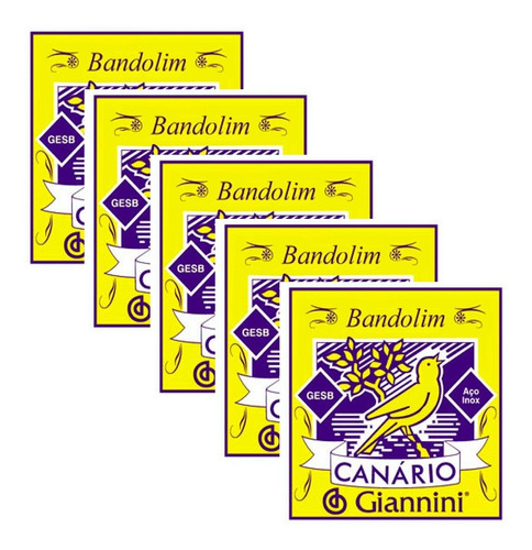 Kit 5 Encordoamento Bandolim Giannini C/ Chenilha Mandolim
