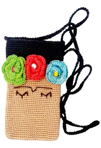 Bolsa Crochet Porta Celular Lentes Frida Kahlo Mexicana