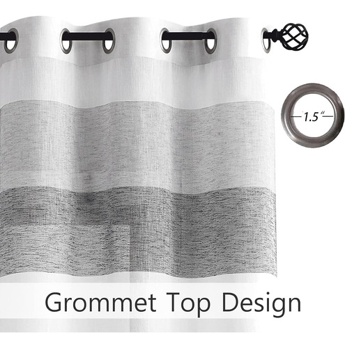 Cortina Sala/dormitorio Gris Claro En Lino 163x102cm, 2 Piez