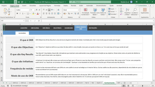 Planilha De Okr Objetivos E Resultados Chave 4.0