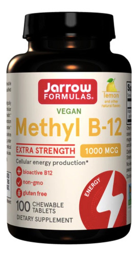 Suplemento Jarrow Formulas Vitamina B12 Methyl B-12 sabor limón 100 comprimidos masticables