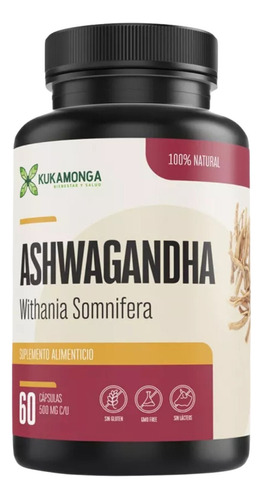 Ashwagandha - 60 Cáps Sabor Sin sabor