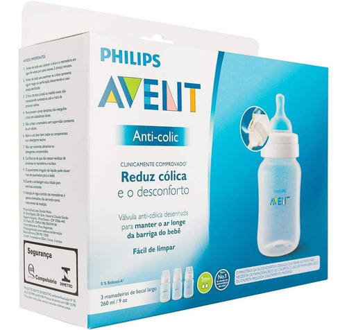 Imagem 2 de 2 de Mamadeira Anti-colic Transparente Pack Triplo 260m