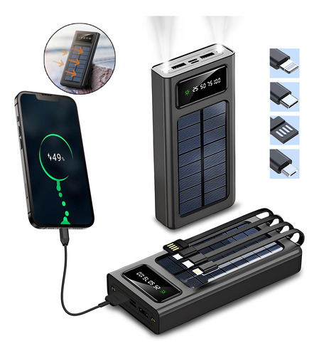 Power Bank Bateria Portátil 30000mah Carga Rápida Con Luz