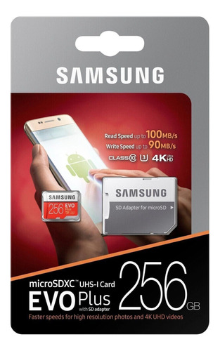 Memoria Micro Sd 256gb Samsung Evo Plus Clase 10 4k Original