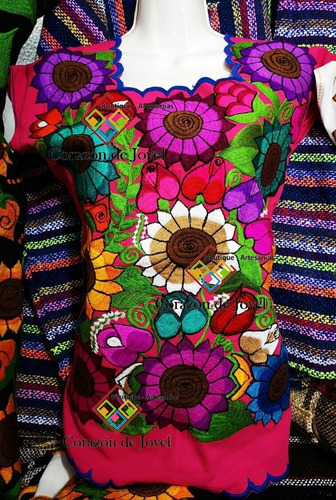 1 Blusa Bordados De Girasol Unitalla/artesanales Tipicas De Chiapas