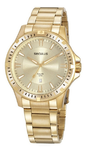 Relógio Seculus Masculino Long Life Dourado 20932gpsvda1