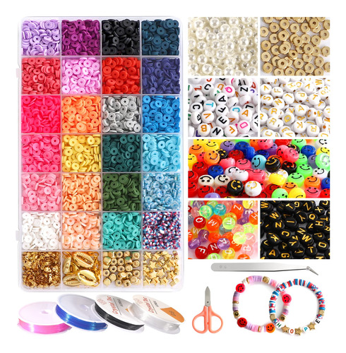 Kamjuntar Juego 6000 Cuenta Arcilla Para Hacer Pulsera 24