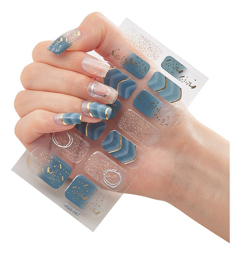 Pegatinas De Gel Para Uñas Semicuradas, Bonitas Y A La Moda