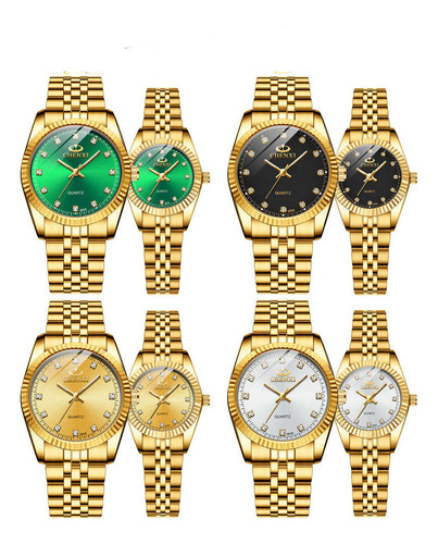 4 Pares Oro Para Pareja Hombre Mujer Relojes Negocio Regalo