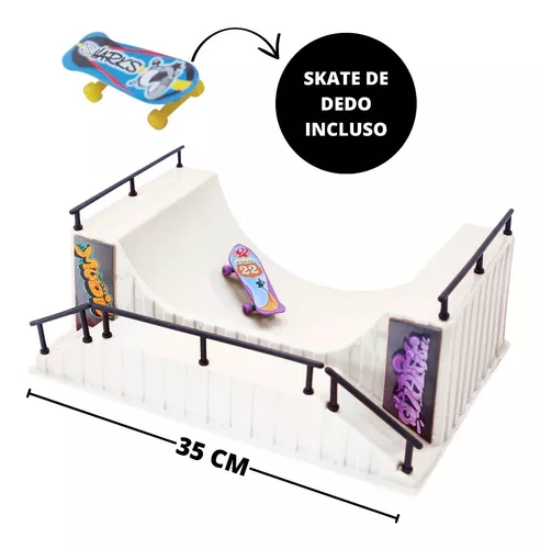 Kit Pista Skate Half Radical com Skatinho + 1 skate de Dedo