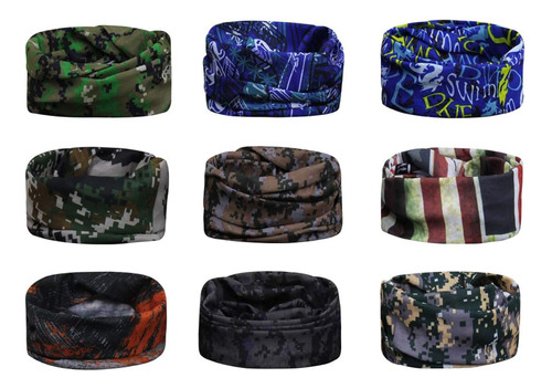 9pcs Bandanas De Hombre Mujeres Headbands Headwear Elástico