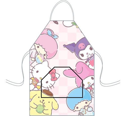 Delantal Cocina Mediano Para Niños Mini Chef Personalizado Hello Kitty 9 Personalizado