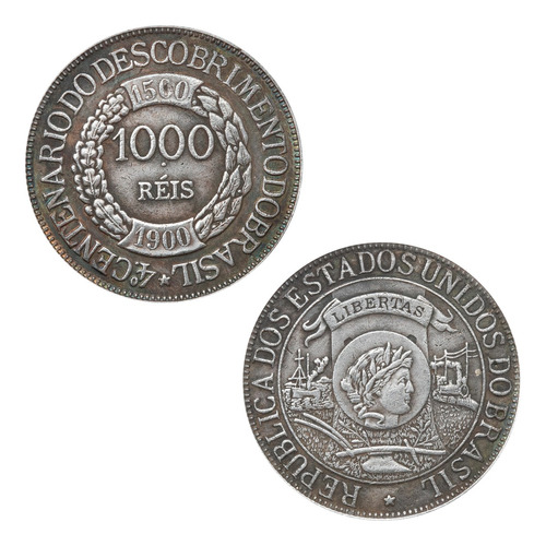 Moeda 1000 Réis 1900 - 30,2mm - Descobrimento - Cópia