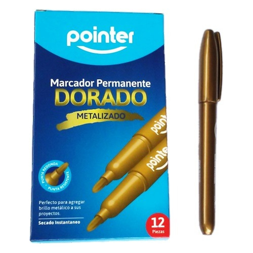 Marcador Metalizado Pointer Dorado Mk-5118-gd X6 Unidades