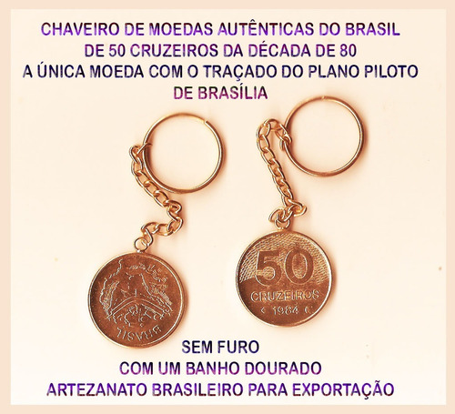Chaveiro De Moedas Autênticas De 50 Cruzeiros Cod.296
