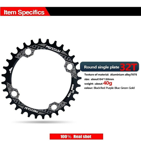 Monoplato Mtb Deckas 104 Y 96 Bcd En 32,34,36,38 Rojo,negro