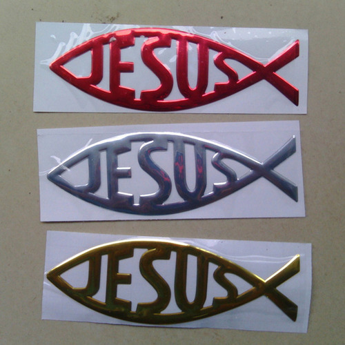 3d Auto Coche Cristiano Jesús Pez Aluminio Cromo Pegatina