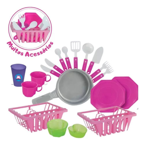 Cozinha Doce Completa Sai Agua Brinquedo Infantil Criança Cor Rosa