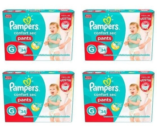 Kit Fraldas Pampers Confort Sec Pants G Com 136 Unidades