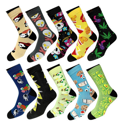 Medias Largas Funny Diseños Unisex Pack De 6 Pares