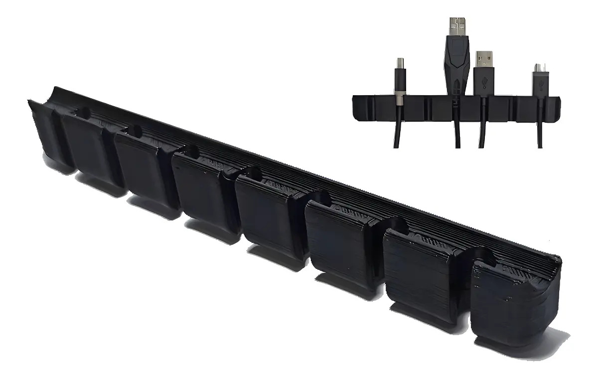 Organizador Cabos Pendurador Fios Adesivo Até 7 Cabos Preto