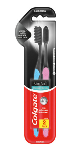 Cepillo Dental Colgate Slim Soft Black Pack X 2 Unidades