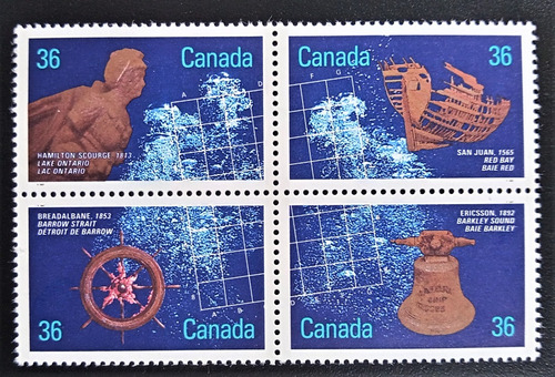 Canadá, Serie Yv 1015-1018 Naufragios 1987 Mint L18899