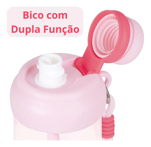 Garrafa Rosa 660ml Squeeze + Lancheira Donuts Com Divisória