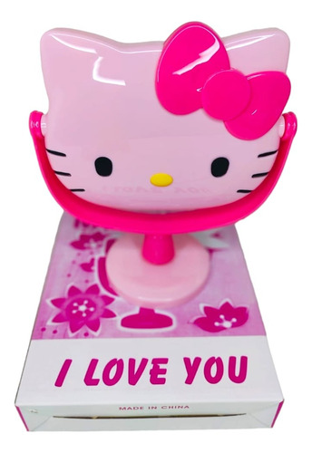 Espejo De Tocador Colección Hello Kitty Gatito Kawaii Marco Rosa Cara Rosa