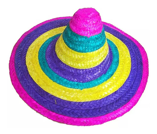 Imagen 1 de 2 de Sombrero Mexicano Multicolor 52cm Fiesta Mariachi Halloween 