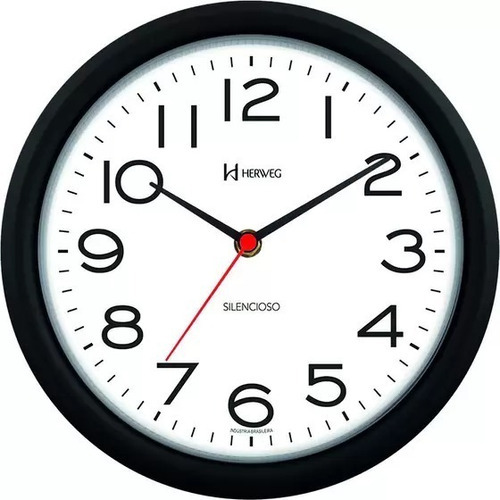 Relógio De Parede Silencioso Preto Herweg 660039-34
