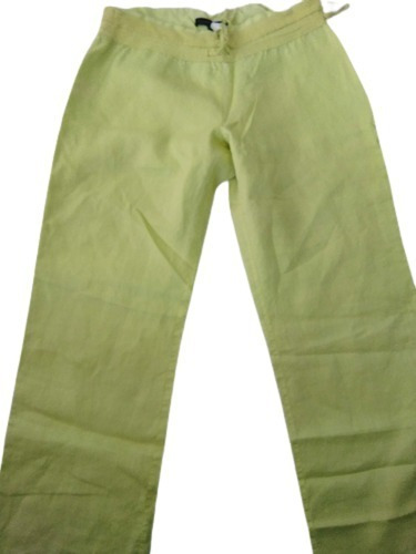 Pantalón Blanco De Lino Usado Verde Talla Xl 